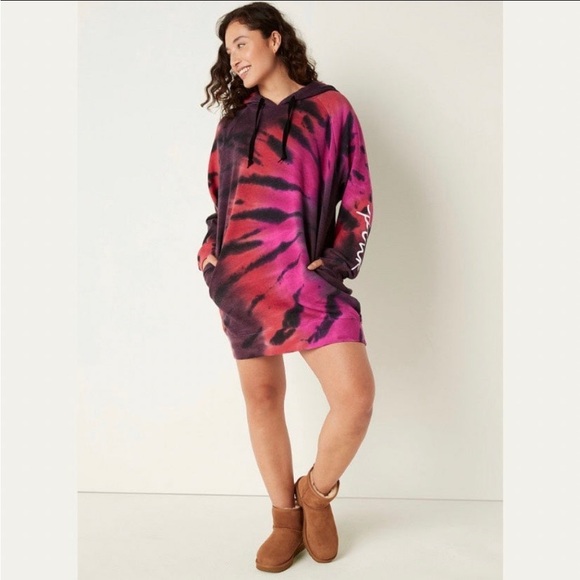 PINK Victoria's Secret Dresses & Skirts - VS Pink Supernova Tie-Dye Hoodie Sweater Dress size XL